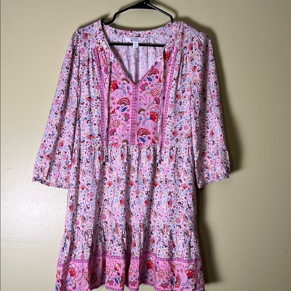 Y2K baby doll 💯percent Rayon Market & Spruce Floral Multicolor Dress - Picture 3 of 9